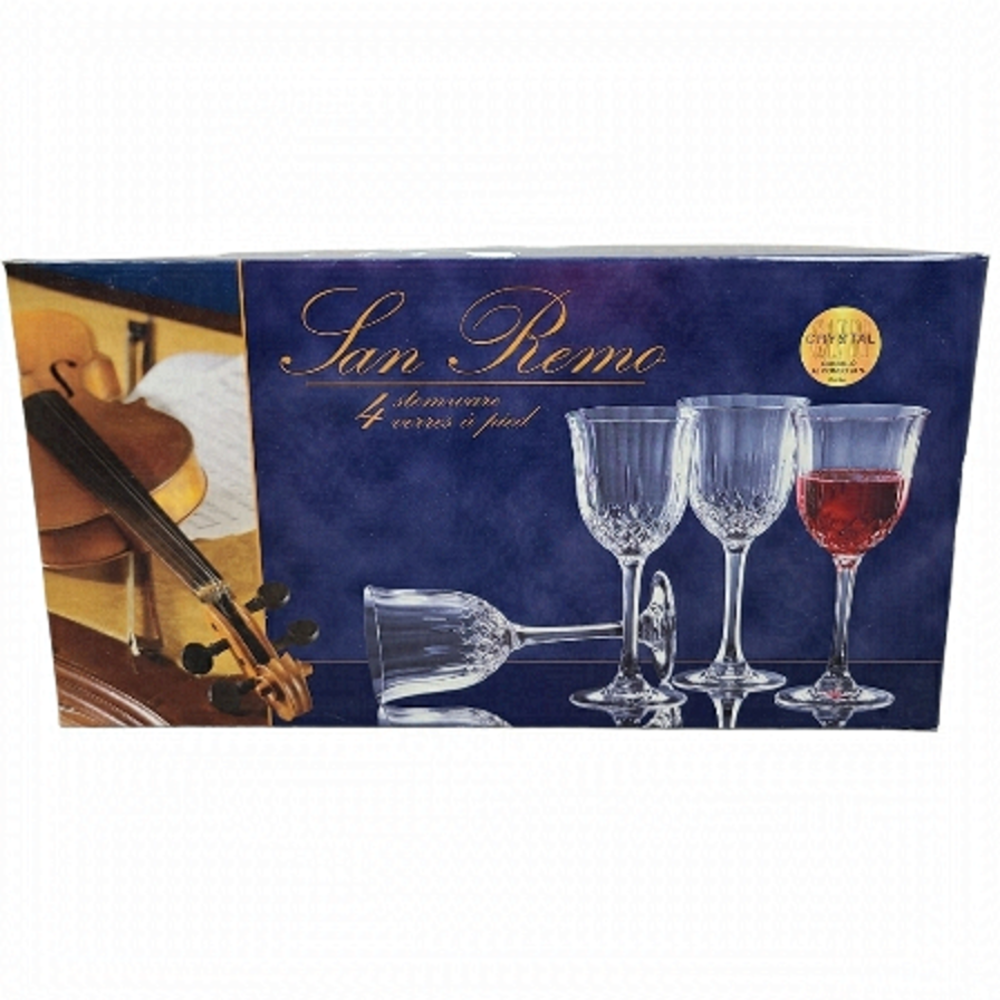 San Remo Set of 4 Italian Capri Crystal Wine Glasses Stemware - Picture 1 of 16